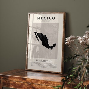 Mexico Map Vintage Abstract Wall Art Print Picasso + Matisse Inspired Travel Poster
