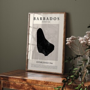 Mapa de Barbados, arte de parede abstrata vintage, impressão de pôster de viagem inspirado em Picasso e Matisse