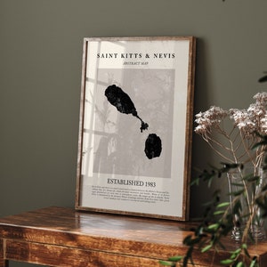 Abstrakte St. Kitts und Nevis Karte Vintage Wand Kunst Druck Picasso + Matisse Inspiriert Reise Poster