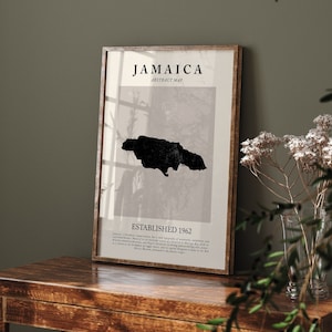Mapa da Jamaica, arte de parede abstrata vintage, impressão de pôster de viagem inspirado em Picasso e Matisse
