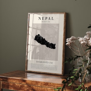 Nepal Karte Vintage Abstrakt Wand Kunst Druck Picasso + Matisse Inspiriert Reise Poster