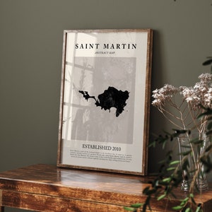 Impression d'art mural vintage carte abstraite Saint-Martin Poster de voyage inspiré de Picasso + Matisse