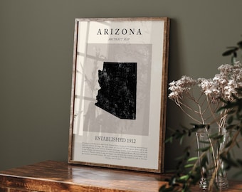 Abstract Arizona Map Vintage Wall Art Print US State | United States of America | USA Travel Poster