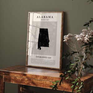 Abstrakte Alabama Map Vintage Wand-Kunst-Druck Vereinigte Staaten von Amerika USA Reise-Plakat