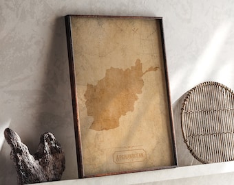 Vintage Afghanistan Map Wall Art Print