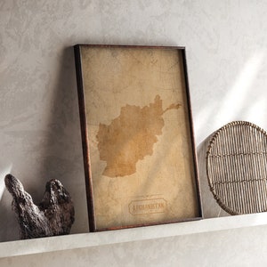 Vintage Afghanistan Karte Wand Kunst Druck