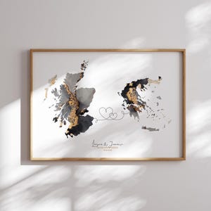 Schottland und Griechenland Karte Black & Gold Travel Wall Art Print | Schottland | Reisen Umzug Geschenk