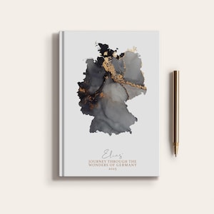 Carnet de carnet de voyage personnalisé en Allemagne, carte du pays de l'Allemagne, planificateur de carte personnalisé