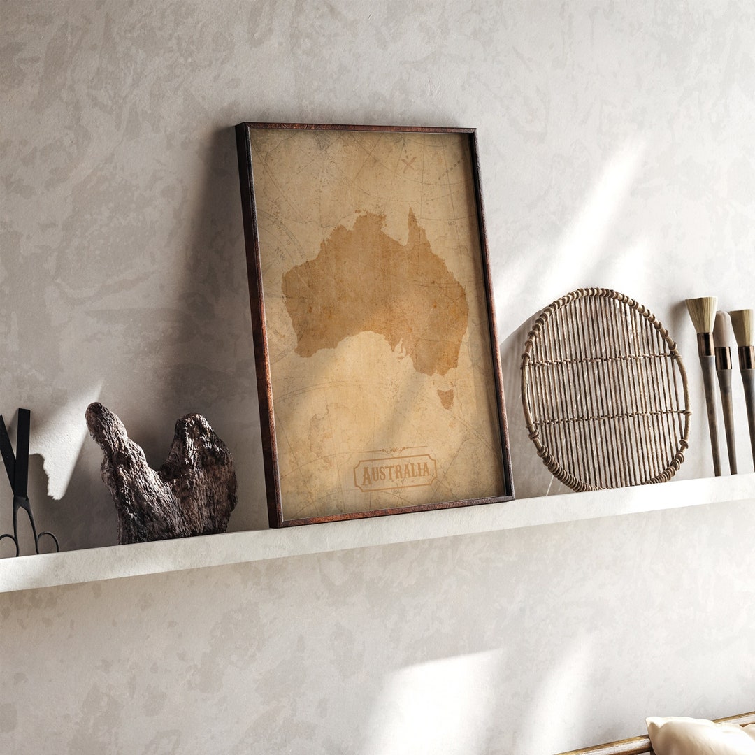 Vintage Australia Map Wall Art Print - Etsy