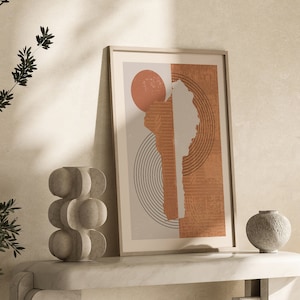 Benin Karte Wand Kunst Druck | Boho Mid Century