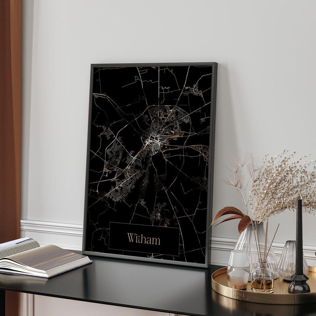 Witham, Essex Map | Black & Gold Detailed Map Print | United Kingdom ...