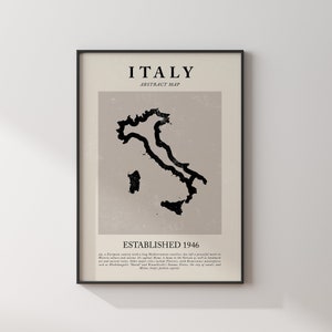Italien Karte Vintage Abstrakte Wand Kunst Druck Picasso + Matisse Inspiriert Reiseplakat