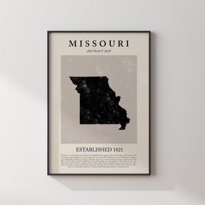 Abstrakt Missouri Karte Vintage Wand Kunst Druck US Zustand | Vereinigte Staaten von Amerika | USA Reise Poster