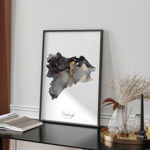 Impression d'art mural carte d'Édimbourg noir et or | Écosse | Royaume-Uni | Grande-Bretagne