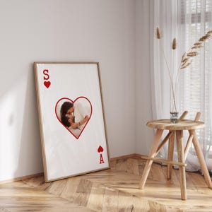 Impressão de casal de fotos personalizadas | Impressão de arte de parede de cartas de baralho de coração personalizadas | Dia dos namorados | Casamento | Noivado | Presente de aniversário