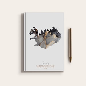 Carnet de carnet de voyage personnalisé en Islande, pays, carte de l'Islande, planificateur de carte personnalisé