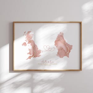Großbritanien und Luxemburg Karte Pink & Gold Travel Wall Art Print | Vereinigtes Königreich | Reisen Umzug Geschenk