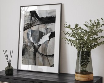 United States Map | Black & Grey Abstract Painting Map of USA Wall Art Print | USA Traval Poster