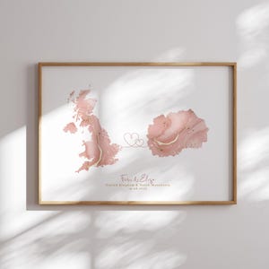 Großbritannien und Nordmazedonien Karte Pink & Gold Travel Wall Art Print | Vereinigtes Königreich | Reisen Umzug Geschenk