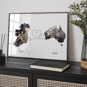 Irland und Australien Karte Black & Gold Travel Wall Art Print | Irland | Reisen Umzug Geschenk