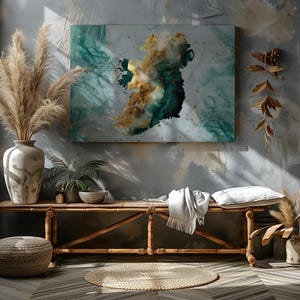 Landkarte Irland Landkarte Grün & Gold | Irland Wandkunst | Fertig zum aufhängen