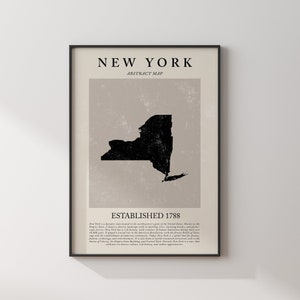 Abstrakte New York Karte Vintage Wand Kunst Druck US Bundesstaat | Vereinigte Staaten von Amerika | USA Reise Poster