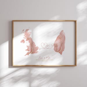 Großbritannien und St. Lucia Karte Pink & Gold Reise Wand Kunst Druck | Vereinigtes Königreich | Reisen Umzug Geschenk