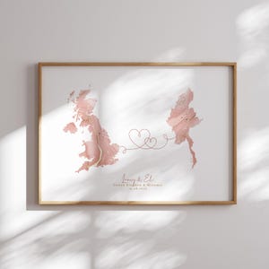 Grossbritannien und Myanmar Karte Pink & Gold Reise Wand Kunst Druck | Vereinigtes Königreich | Reisen Umzug Geschenk