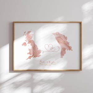 Großbritannien und Moldau Map Pink & Gold Travel Wall Art Print | Vereinigtes Königreich | Reisen Umzug Geschenk