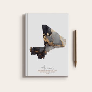 Carnet de carnet de voyage personnalisé Mali, carte du pays Mali, planificateur de carte personnalisé