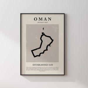 Oman Karte Vintage abstraktes Kunst Druck Picasso + Matisse inspiriertes Reise Poster