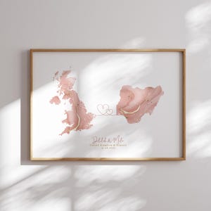 Großbritannien und Nigeria Karte Pink & Gold Reise Wand Kunst Druck | Vereinigtes Königreich | Reisen Umzug Geschenk