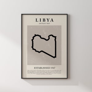 Libyen Karte Vintage Abstrakt Wand Kunst Druck Picasso + Matisse Inspiriert Reise Poster
