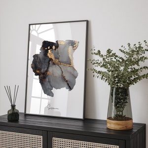Surinaamse kaart zwart-gouden muurkunstprint [EV]