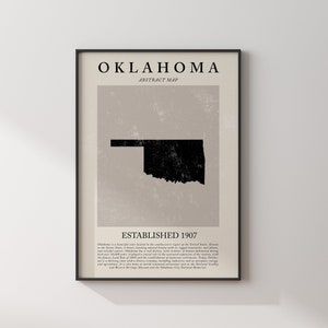Abstrakt Oklahoma Karte Vintage Wand Kunst US Zustand | Vereinigte Staaten von Amerika | USA Reise Poster