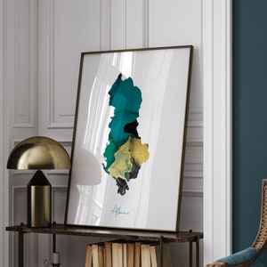 Albanien Karte Wandkunst in smaragdgrün und gold