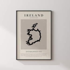 Republik von Irland Karte Vintage Abstrakte Wand Kunst Druck Picasso + Matisse Inspiriert Reise Poster