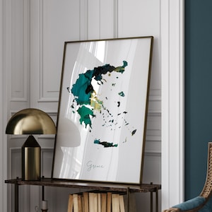 Griechenland Karte Wand Kunst in Smaragdgrün und Gold