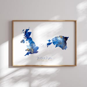 Großbritannien und Estland Map Blue & Gold Travel Wall Art Print | Vereinigtes Königreich | Reisen Umzug Geschenk
