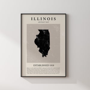 Abstrakte Illinois Karte Vintage Wand Kunst Druck US Zustand | Vereinigte Staaten von Amerika | USA Reise Poster