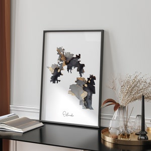 Orlando kaart zwart-gouden kunst aan de muur | Florida | VS | Verenigde Staten van Amerika [EV]