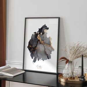 Cumbria Map Black & Gold Wall Art Print | England | United Kingdom | Great Britain
