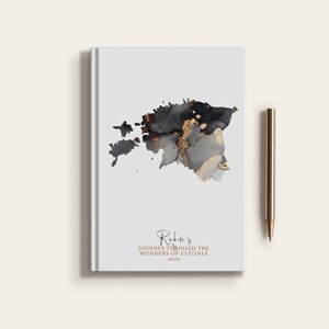 Carnet de carnet de voyage personnalisé pour l'Estonie, pays, carte de l'Estonie, planificateur de carte personnalisé