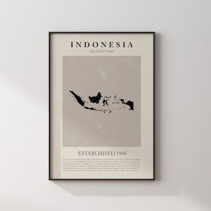 Indonesien Karte Vintage Abstraktes Wand Kunst Druck Picasso + Matisse Inspiriertes Reise Poster