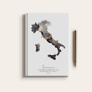 Carnet de carnet de voyage personnalisé Italie, pays Italie, carte, planificateur de carte personnalisé