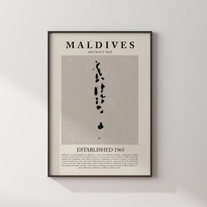 Malediven Karte Vintage Abstrakte Wand Kunst Druck Picasso + Matisse Inspiriert Reise Poster