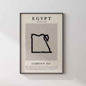 Ägypten Karte Vintage Abstrakt Wand Kunst Druck Picasso + Matisse Inspiriert Reise Poster