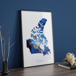 Kanada Map Blau und Gold Wand Kunst Druck