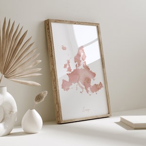 Europa Map Wandkunst in Pink und Gold