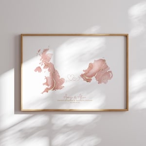 Großbritannien und Nordirland Karte Pink & Gold Reise Wand Kunst Druck | Vereinigtes Königreich | Reisen Umzug Geschenk